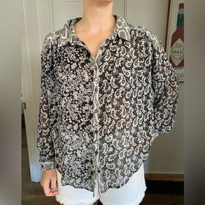 Free people paisley & snake skin patterned blouse